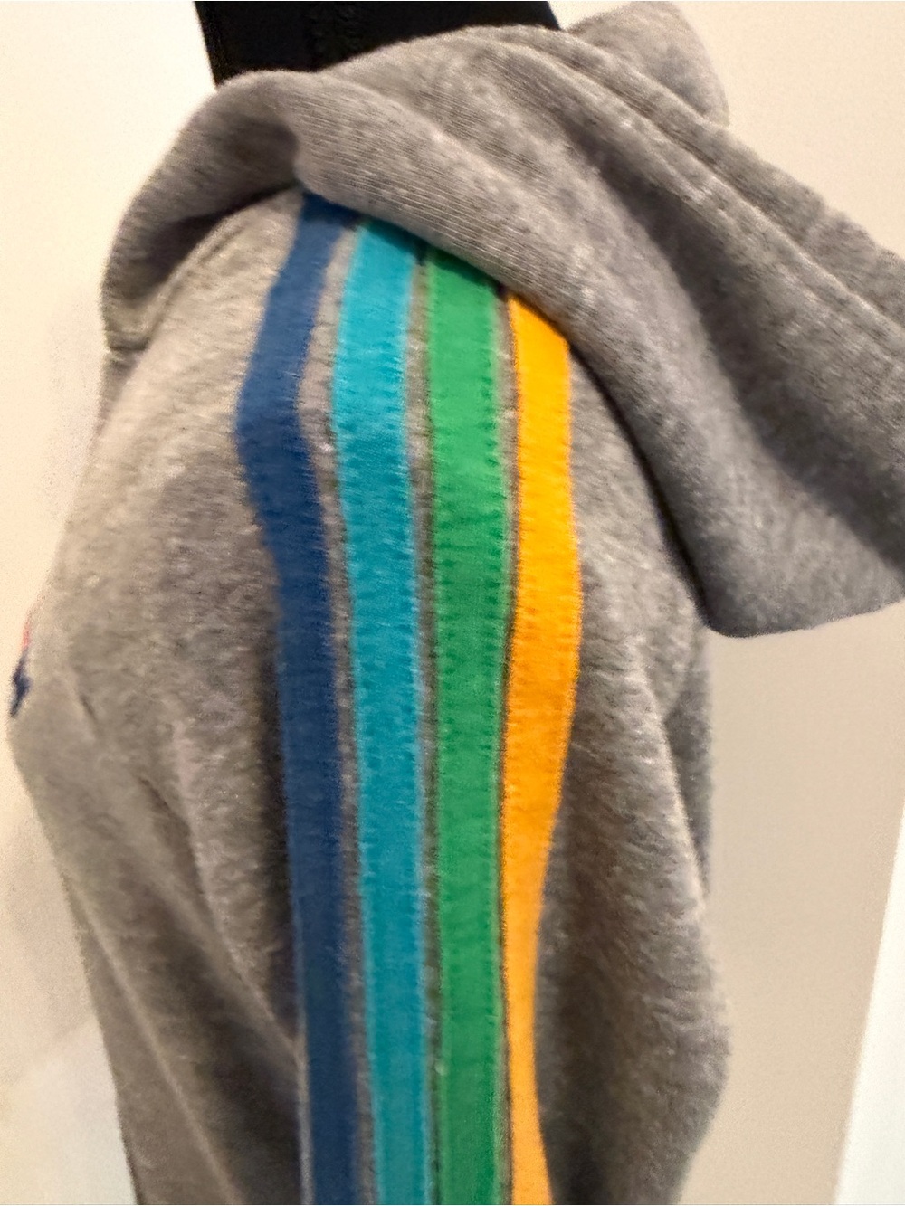 Aviator Nation - Heather Gray Hoodie - Rainbow Stripe Sleeves - Women’s Small - Picture 5 of 10